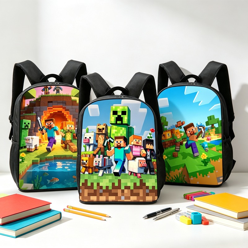 Party Games Minecraft - Cartoon Game Minecrafted Backpacks Unisex Large
