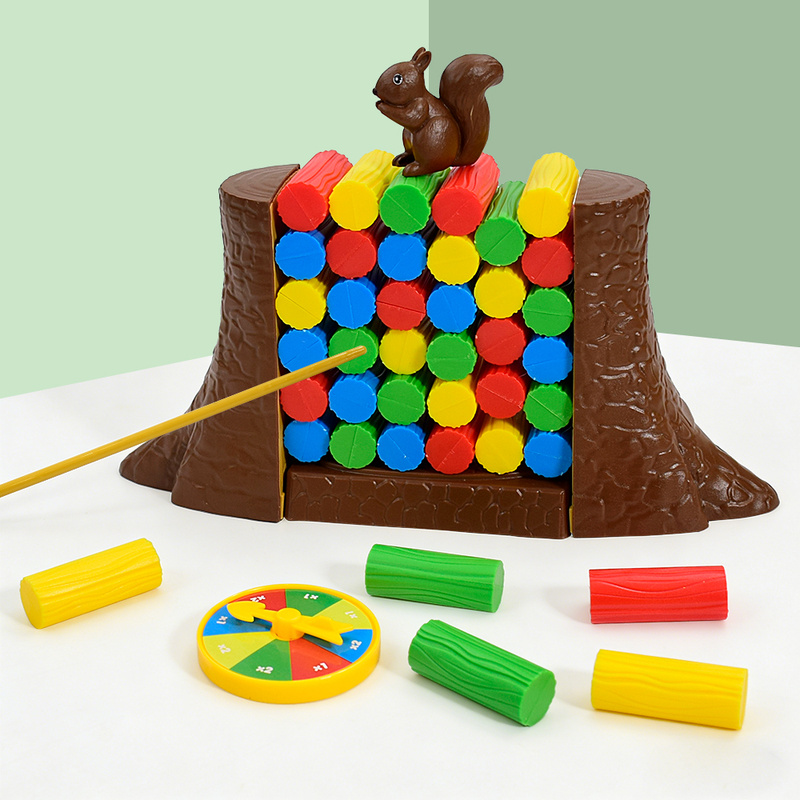 Party Games Kids Indoor - Squirrel Push Log Balance Board Game,