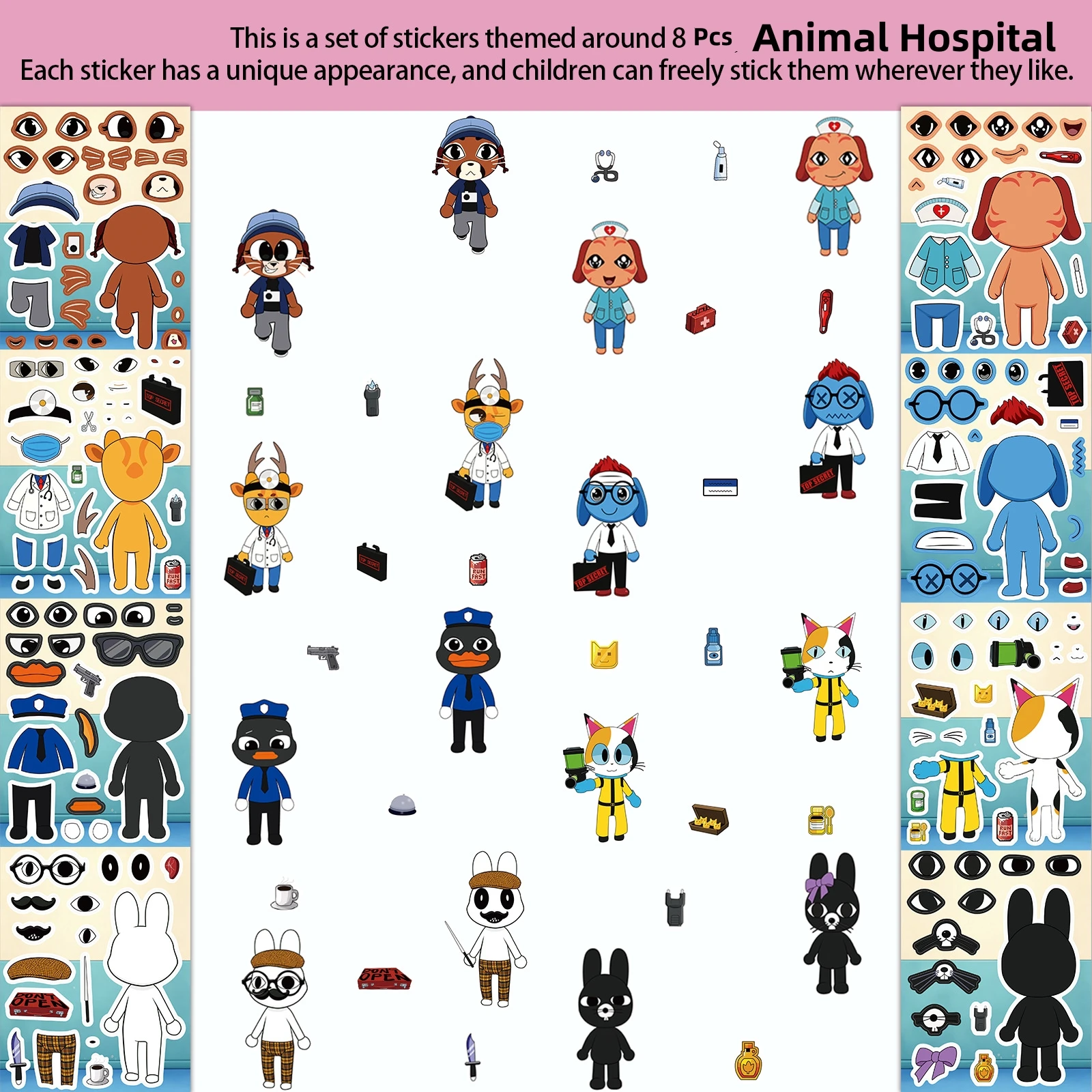 8Pcs/Set Animal Hospital Puzzl - Party Games Children recension och pris