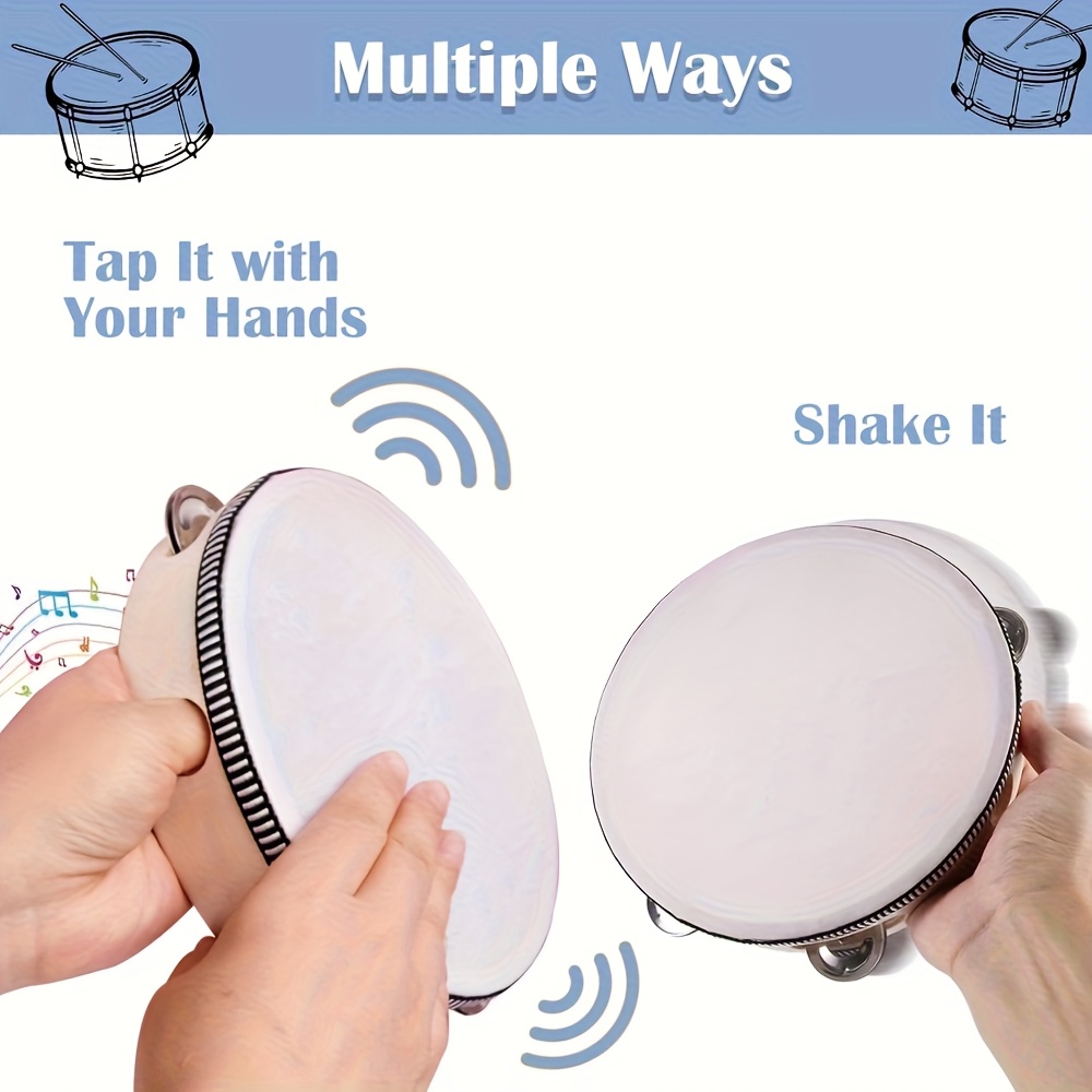 1/3pcs Wooden Tambourine 6/8/1 - Party Games Console recension och pris